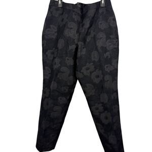 Talbots Heritage Womens Black Floral Lined Side Zip Dress Pants Tapered Leg 16